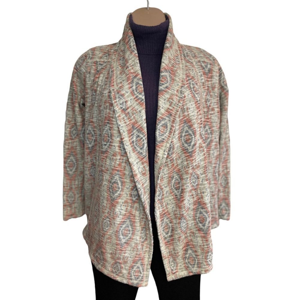 LUCKY BRAND Open Jacket Sweater Cardigan Medium Multicolor Southwestern Boho EUC